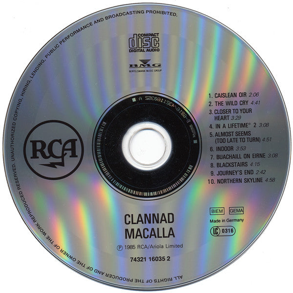 Clannad : Macalla (CD, Album, RE)