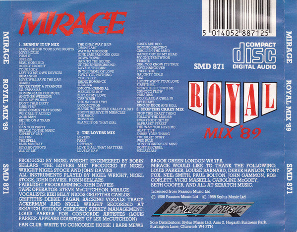 Mirage (12) : Royal Mix '89 (CD, Mixed)