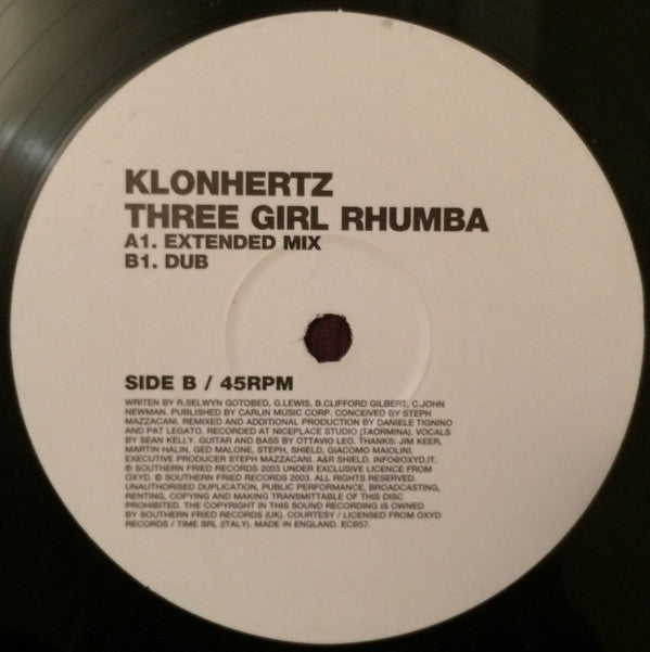 Klonhertz : Three Girl Rhumba (12")