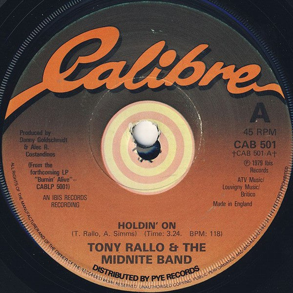 Tony Rallo & The Midnite Band : Holdin' On (7", Single)