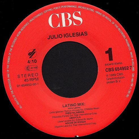Julio Iglesias : Latino Mix (7")