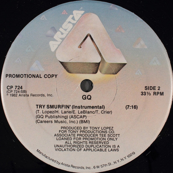 GQ : Try Smurfin' (12", Single, Promo)