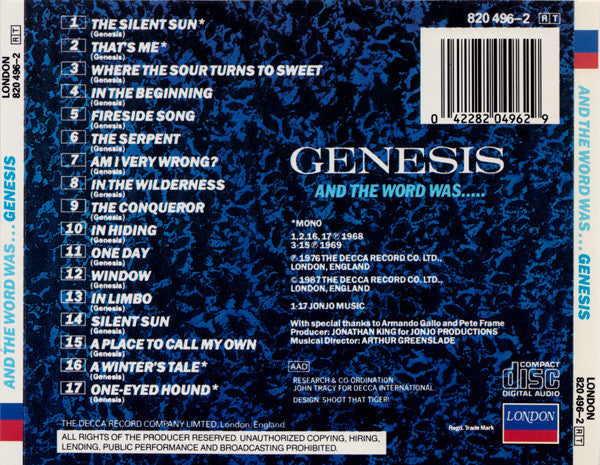 Genesis : And The Word Was... (CD, Album, Mono, RE, PDO)