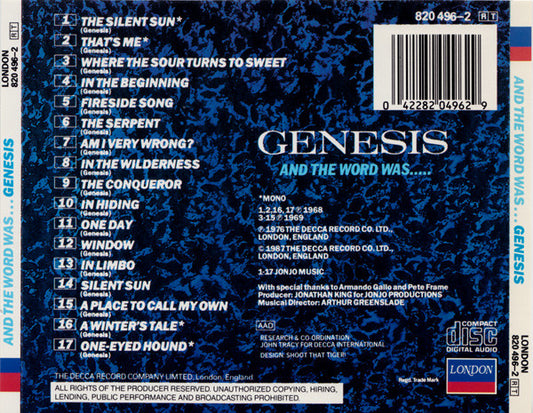 Genesis : And The Word Was... (CD, Album, Mono, RE, PDO)