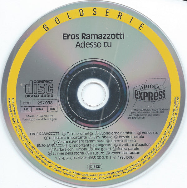 Eros Ramazzotti / Enzo Jannacci : Adesso Tu (CD, Comp)