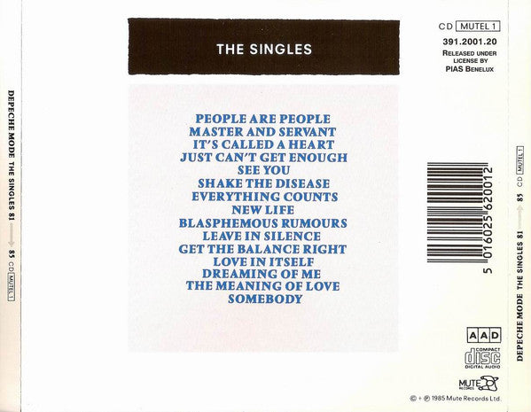 Depeche Mode : The Singles 81 → 85 (CD, Comp, RE)