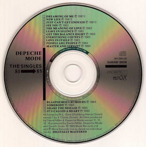 Depeche Mode : The Singles 81 → 85 (CD, Comp, RE)