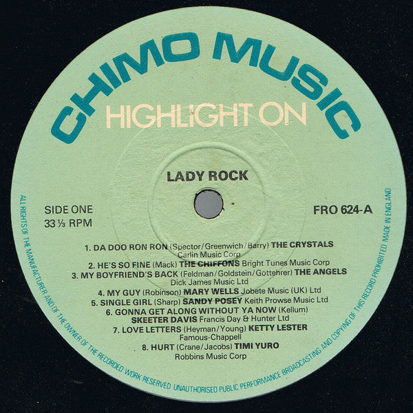 Various : Highlight On Lady Rock (LP, Comp)