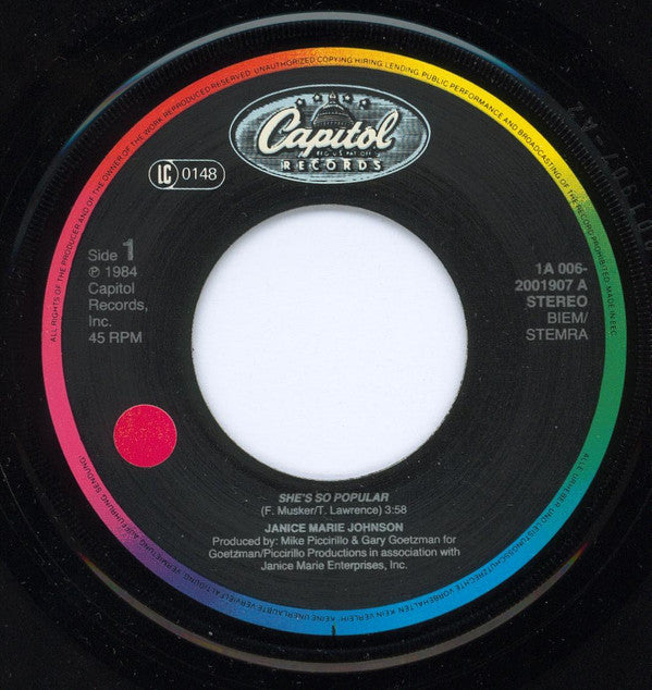 Janice M. Johnson : She's So Popular (7", Single)