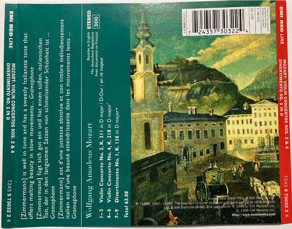 Wolfgang Amadeus Mozart - Frank Peter Zimmermann, Jörg Faerber, Riccardo Muti : Violin Concertos Nos. 2 & 4 / Divertimento No. 1 In D (CD, Comp)