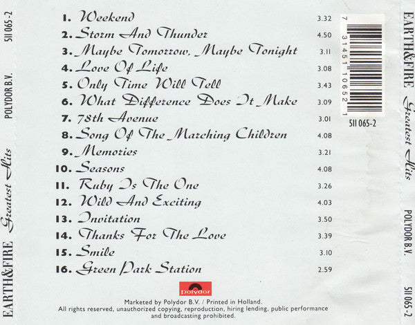 Earth And Fire : Greatest Hits (CD, Comp)