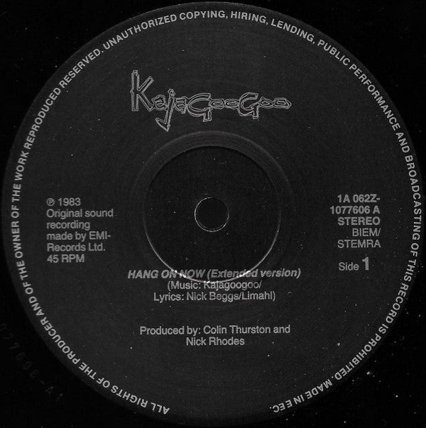 Kajagoogoo : Hang On Now (Extended Version) (12", Maxi)