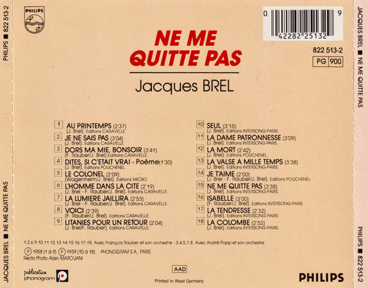 Jacques Brel : Ne Me Quitte Pas (CD, Comp)