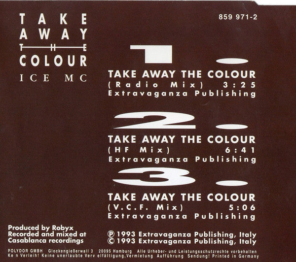 ICE MC : Take Away The Colour (CD, Maxi)