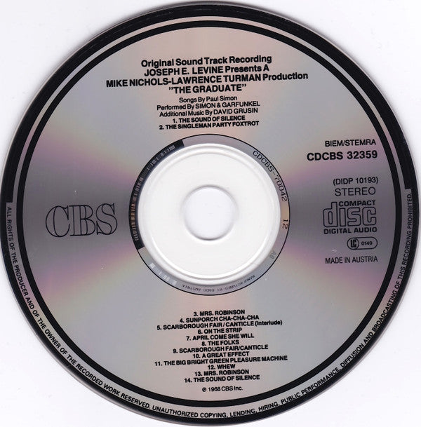 Simon & Garfunkel, Dave Grusin : The Graduate (Original Sound Track Recording) (CD, Album, RE)