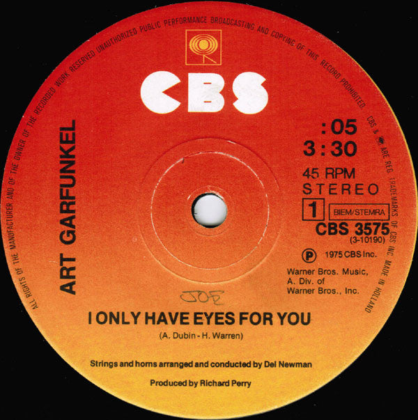 Art Garfunkel : I Only Have Eyes For You (7", Single)