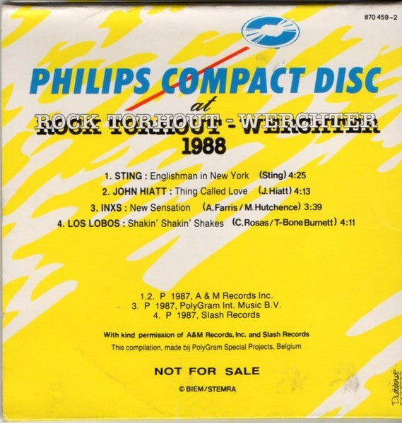 Various : Philips Compact Disc at Rock Torhout - Werchter 1988 (CD, Comp, Promo)