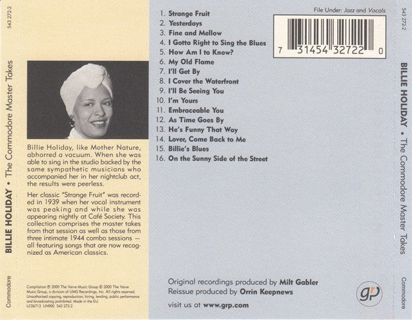 Billie Holiday : The Commodore Master Takes (CD, Comp)