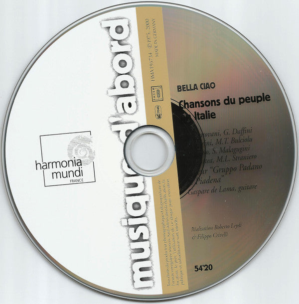 Il Nuovo Canzoniere Italiano : Bella Ciao - Chansons Du Peuple En Italie (CD, Album, RE)