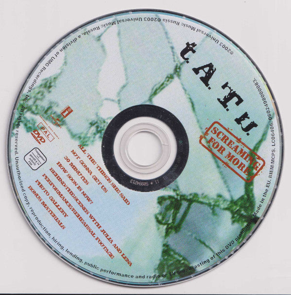 t.A.T.u. : Screaming For More (DVD-V, Comp, Copy Prot., PAL)