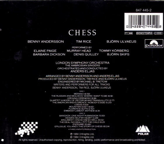 Benny Andersson, Tim Rice, Björn Ulvaeus : Chess (2xCD, Album, RE)