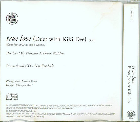 Elton John & Kiki Dee : True Love (CD, Single, Promo)