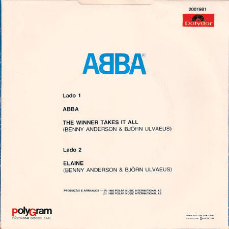 ABBA : The Winner Takes It All / Elaine (7", Single)