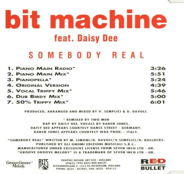 Bit Machine Feat. Daisy Dee : Somebody Real (CD, Maxi)