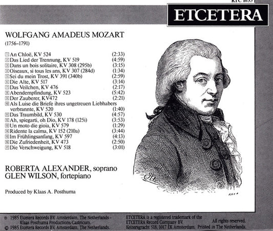 Wolfgang Amadeus Mozart : Roberta Alexander & Glen Wilson : Songs (CD, Album)