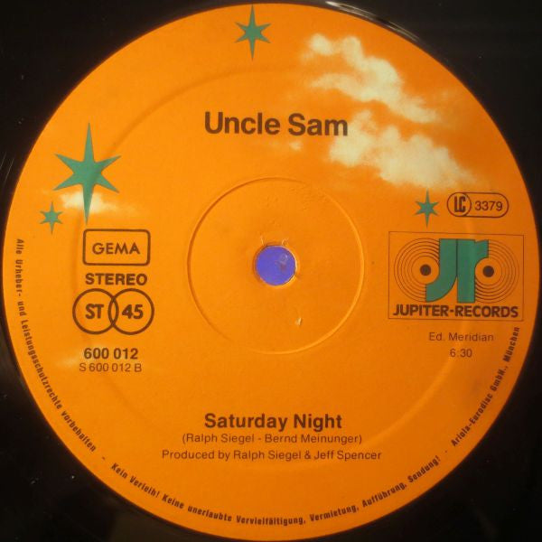 Uncle Sam (2) : Everybody Is A Dancer / Saturday Night (12", Single, Sup)