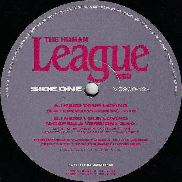 The Human League : I Need Your Loving (12", Single)
