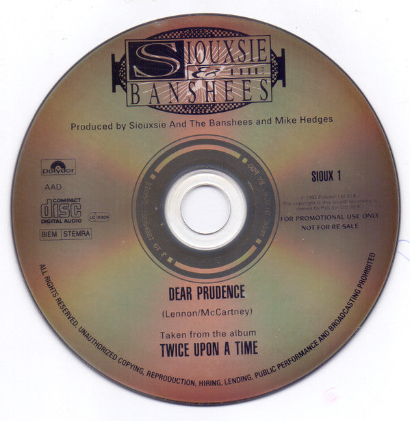 Siouxsie & The Banshees : Dear Prudence (CD, Single, Promo)