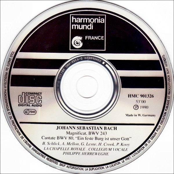 J.S. Bach* - Barbara Schlick • Agnès Mellon • Gérard Lesne • Howard Crook • Peter Kooy* • La Chapelle Royale • Collegium Vocale • Philippe Herreweghe : Magnificat BWV 243 (CD, Album)