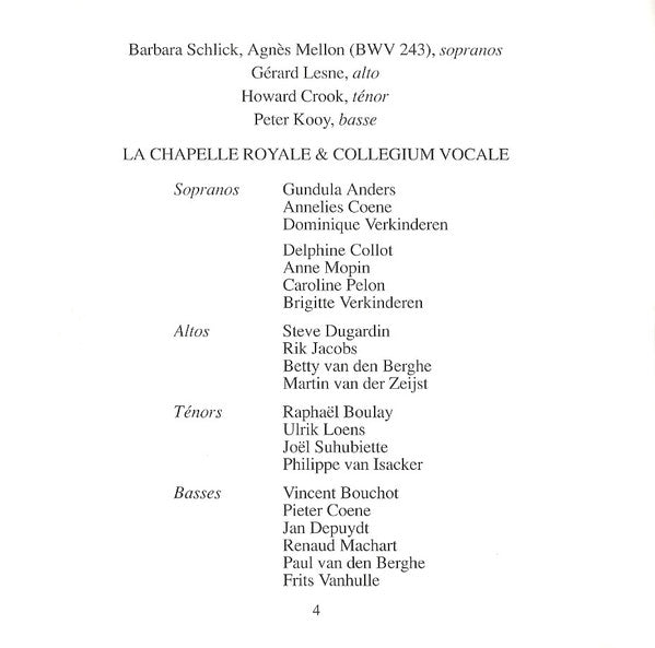 J.S. Bach* - Barbara Schlick • Agnès Mellon • Gérard Lesne • Howard Crook • Peter Kooy* • La Chapelle Royale • Collegium Vocale • Philippe Herreweghe : Magnificat BWV 243 (CD, Album)
