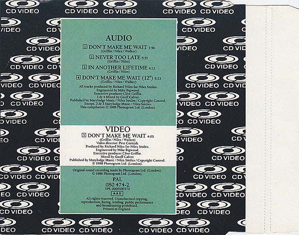 Clive Griffin : Don't Make Me Wait (CDV, 5", Single, PAL)