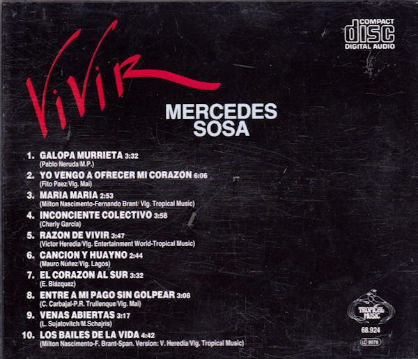 Mercedes Sosa : Vivir (CD, Comp)