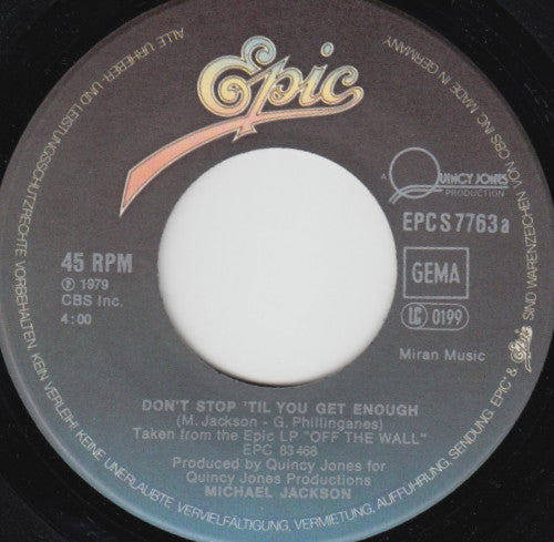 Michael Jackson : Don't Stop 'Til You Get Enough (7", Single)