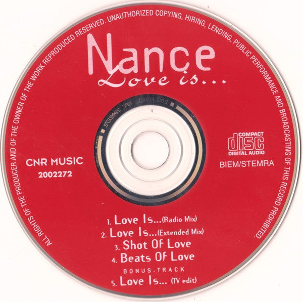 Nance : Love Is... (CD, Maxi)