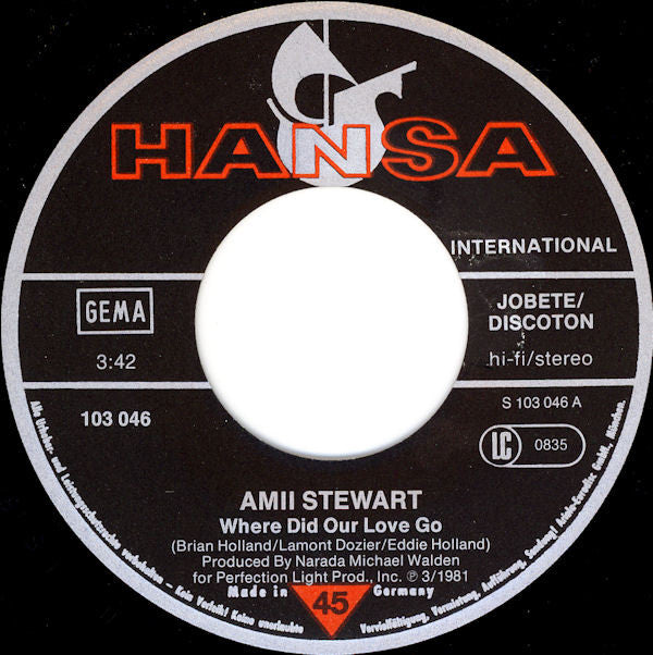 Amii Stewart : Where Did Our Love Go (7", Single)