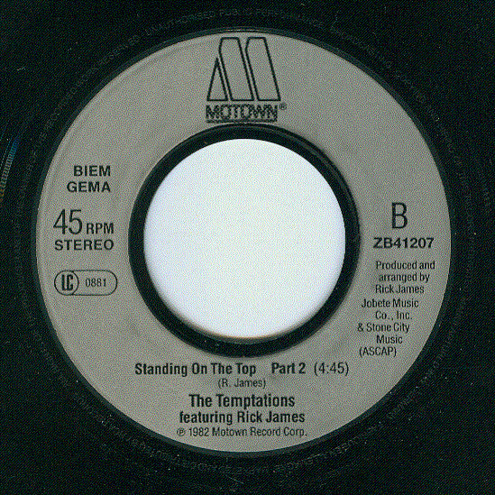 The Temptations Featuring Rick James : Standing On The Top (7")