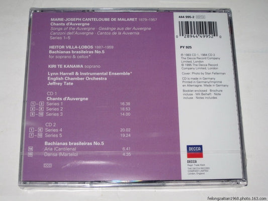 Canteloube* / Villa-Lobos* - Kiri Te Kanawa, English Chamber Orchestra, Jeffrey Tate : Chants D'Auvergne / Bachianas Brasileiras No. 5 (2xCD, Comp, RE)