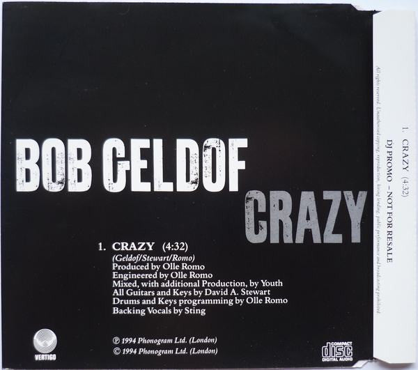 Bob Geldof : Crazy (CD, Promo)