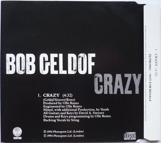 Bob Geldof : Crazy (CD, Promo)