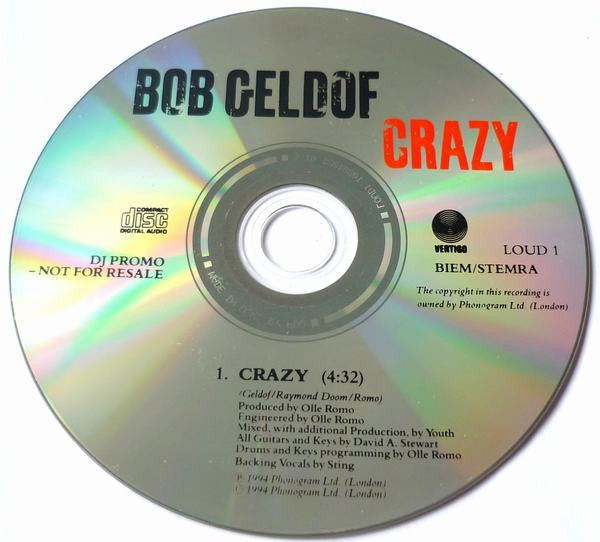 Bob Geldof : Crazy (CD, Promo)