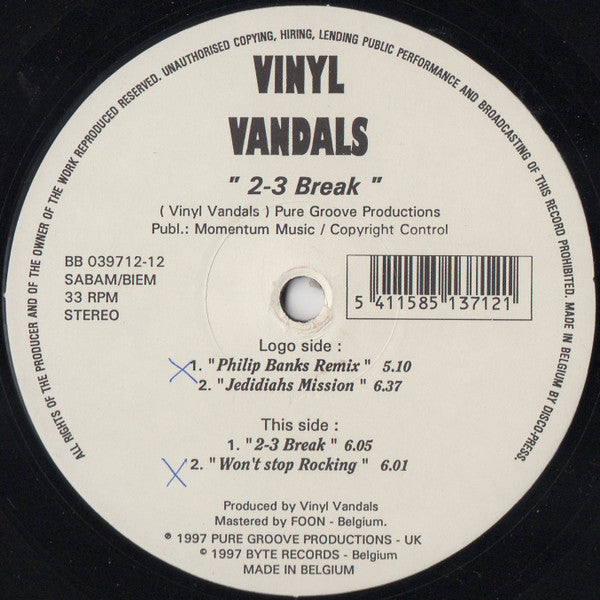 Vinyl Vandals : 2-3 Break (12")