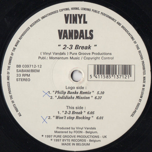 Vinyl Vandals : 2-3 Break (12")