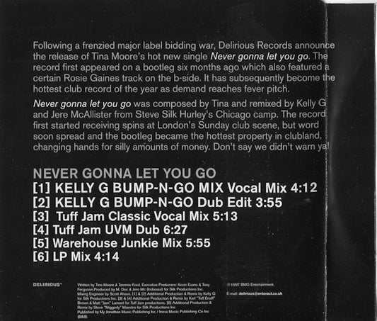Tina Moore : Never Gonna Let You Go (CD, Maxi)