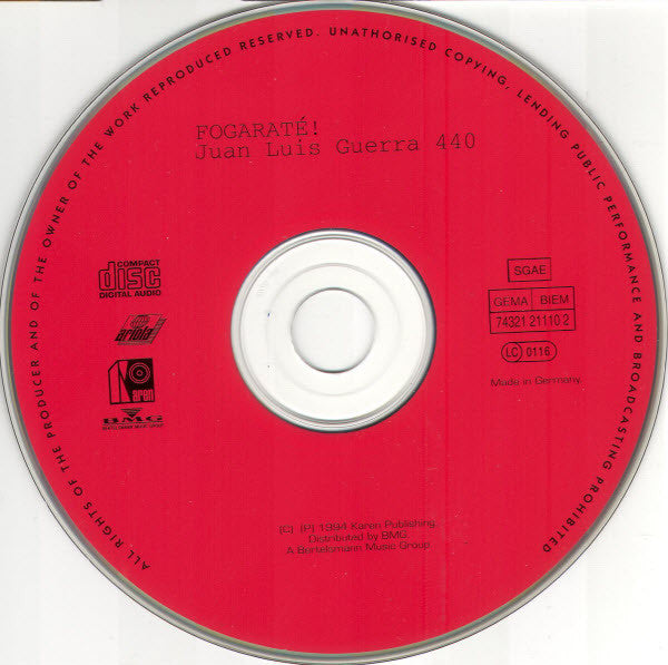 Juan Luis Guerra 4.40 : Fogaraté! (CD, Album)