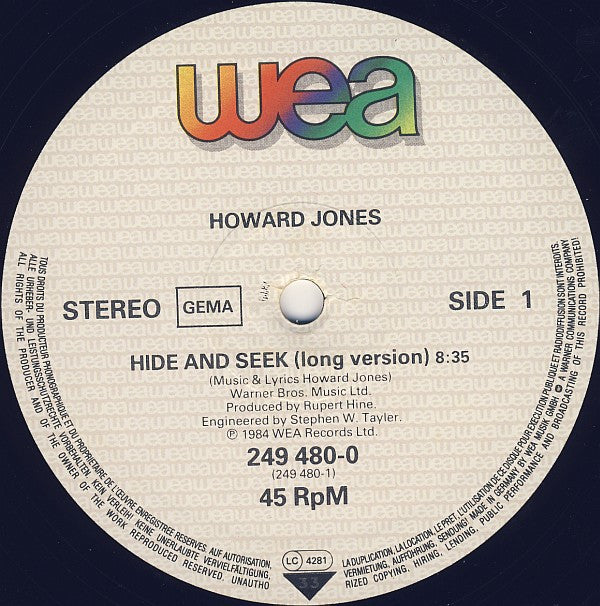 Howard Jones : Hide & Seek (12", Single)