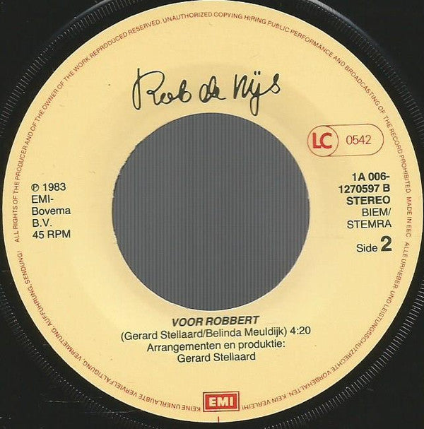 Rob de Nijs : Bo (7", Single)